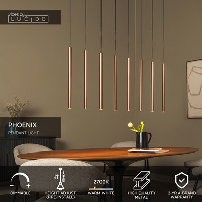 Lucide PHOENIX - Pendant light - LED Dim. - G9 - 8x3W 2700K - Coffee - Vibes